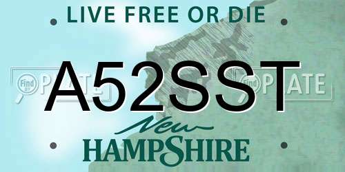 A52SST New Hampshire License Plate