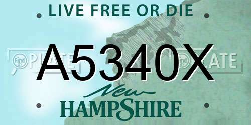 A5340X New Hampshire License Plate