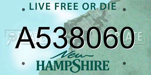 A538060 New Hampshire License Plate