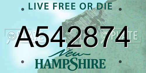 A542874 New Hampshire License Plate