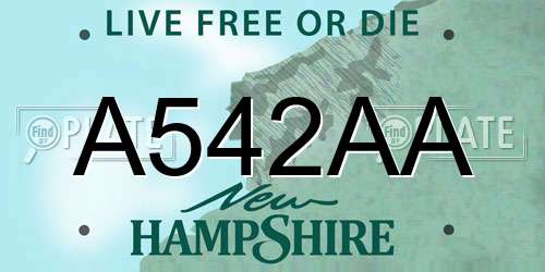 A542AA New Hampshire License Plate