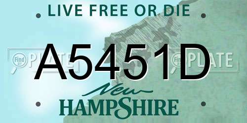 A5451D New Hampshire License Plate