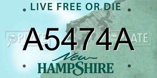 A5474A New Hampshire License Plate