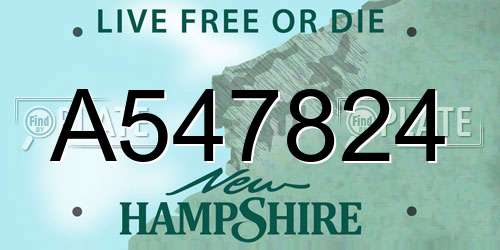 A547824 New Hampshire License Plate