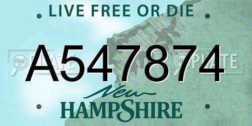 A547874 New Hampshire License Plate