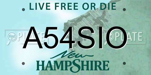 A54SIO New Hampshire License Plate