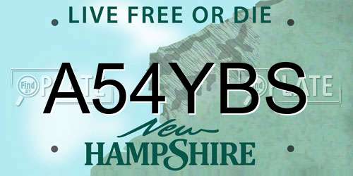 A54YBS New Hampshire License Plate