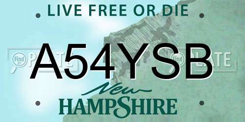 A54YSB New Hampshire License Plate
