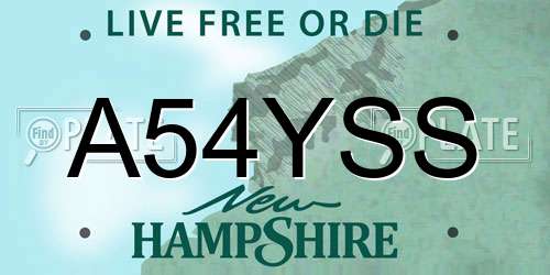 A54YSS New Hampshire License Plate