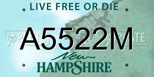 A5522M New Hampshire License Plate