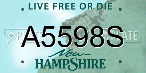 A5598S New Hampshire License Plate