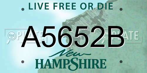 A5652B New Hampshire License Plate