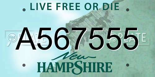 A567555 New Hampshire License Plate