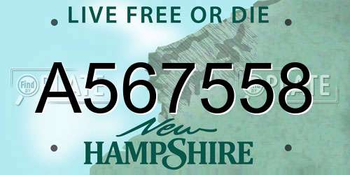 A567558 New Hampshire License Plate