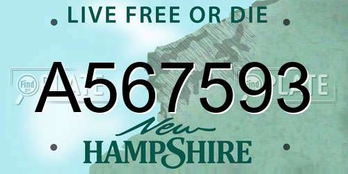 A567593 New Hampshire License Plate