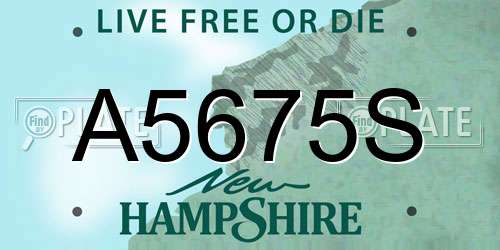 A5675S New Hampshire License Plate