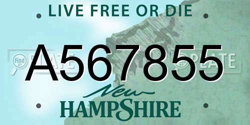 A567855 New Hampshire License Plate
