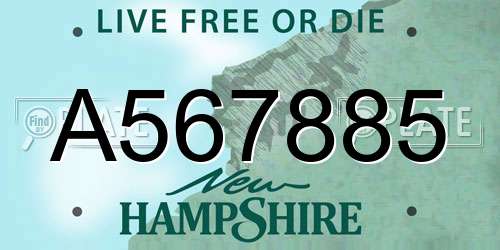 A567885 New Hampshire License Plate
