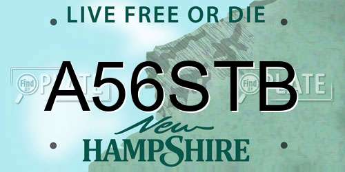A56STB New Hampshire License Plate