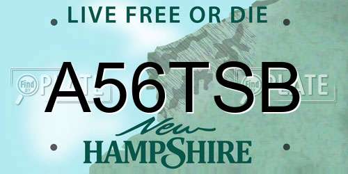 A56TSB New Hampshire License Plate