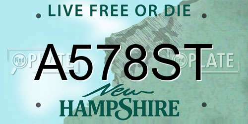 A578ST New Hampshire License Plate