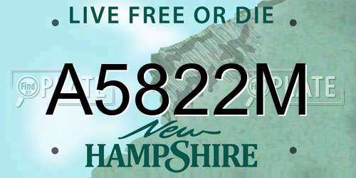 A5822M New Hampshire License Plate