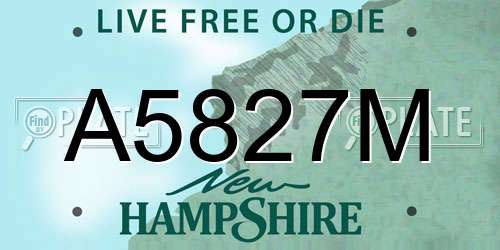 A5827M New Hampshire License Plate