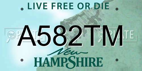 A582TM New Hampshire License Plate