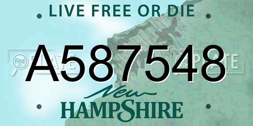 A587548 New Hampshire License Plate
