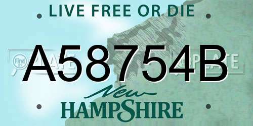 A58754B New Hampshire License Plate