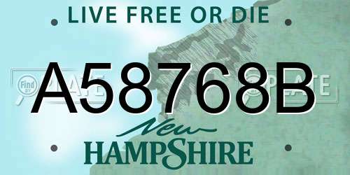 A58768B New Hampshire License Plate