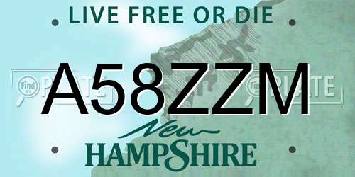 A58ZZM New Hampshire License Plate