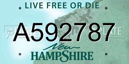 A592787 New Hampshire License Plate