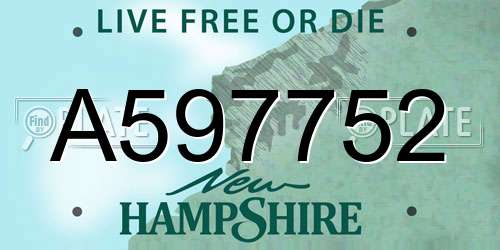 A597752 New Hampshire License Plate