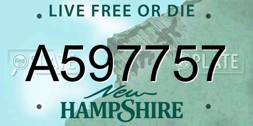 A597757 New Hampshire License Plate