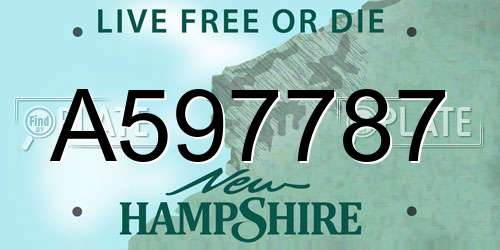 A597787 New Hampshire License Plate