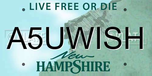 A5UWISH New Hampshire License Plate