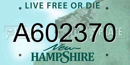 A602370 New Hampshire License Plate