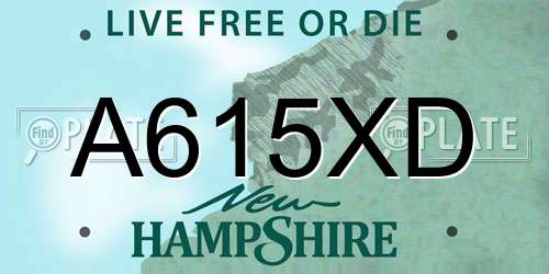A615XD New Hampshire License Plate