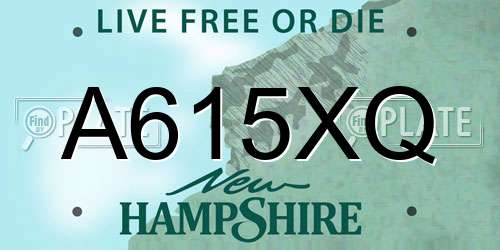 A615XQ New Hampshire License Plate