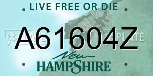 A61604Z New Hampshire License Plate