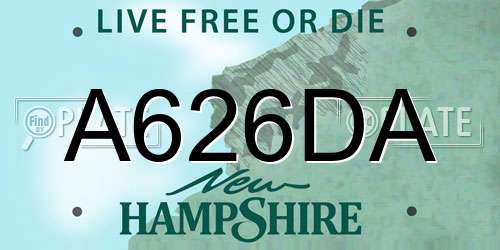 A626DA New Hampshire License Plate
