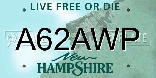 A62AWP New Hampshire License Plate