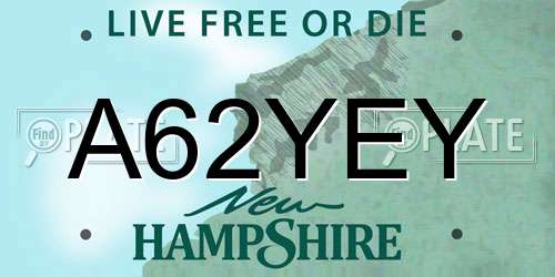 A62YEY New Hampshire License Plate