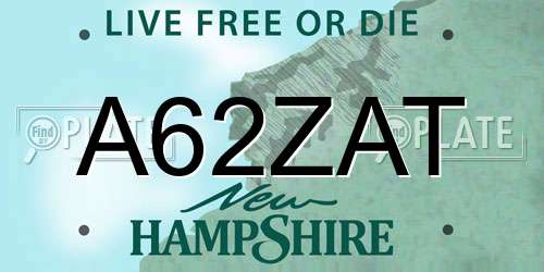 A62ZAT New Hampshire License Plate