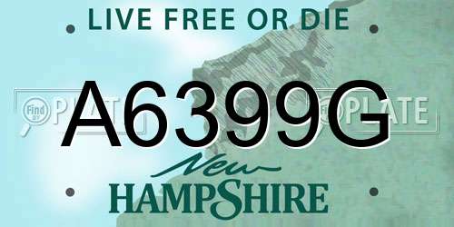 A6399G New Hampshire License Plate