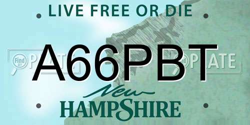 A66PBT New Hampshire License Plate