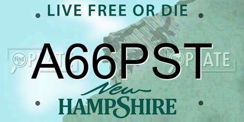 A66PST New Hampshire License Plate