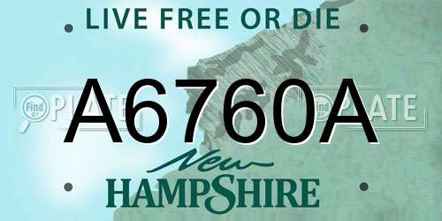A6760A New Hampshire License Plate