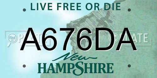 A676DA New Hampshire License Plate